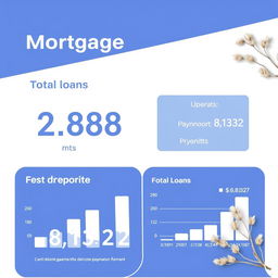 A financial document demonstrating a mortgage scenario with the following details: total loan amount is represented prominently, showing 2,888 months in a visually appealing and modern layout
