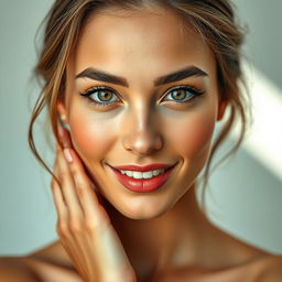 A beautiful and stylish portrait of a person seamlessly blending the face of an attractive individual from Pinterest with the user's own face