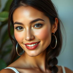A beautiful and stylish portrait of a person seamlessly blending the face of an attractive individual from Pinterest with the user's own face