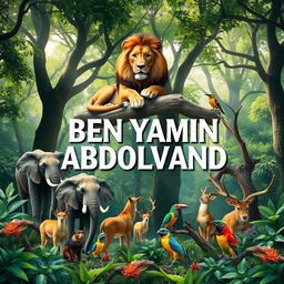 A serene forest scene featuring the name 'BENYAMIN ABDOLVAND' prominently displayed in an artistic font