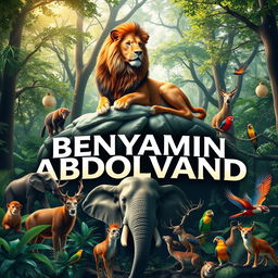 A serene forest scene featuring the name 'BENYAMIN ABDOLVAND' prominently displayed in an artistic font