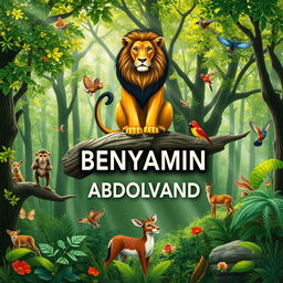 A serene forest scene featuring the name 'BENYAMIN ABDOLVAND' artistically placed in the center