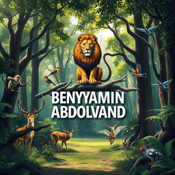 A serene forest scene featuring the name 'BENYAMIN ABDOLVAND' artistically placed in the center