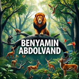 A serene forest scene featuring the name 'BENYAMIN ABDOLVAND' artistically placed in the center