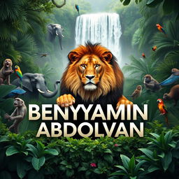 A majestic lion placed above the name 'BENYAMIN ABDOLVAN', with its powerful body partially overlapping the name