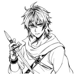 A medieval rogue, depicted in an anime style, showcasing an upper body and face view
