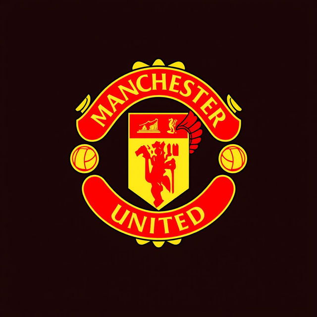 A beautiful and detailed logo design for Manchester United Football Club, featuring the iconic red devil mascot, surrounded by laurel leaves