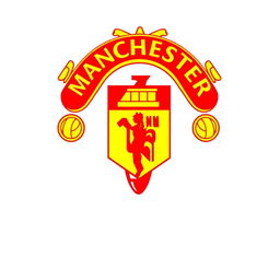 An advanced and beautiful logo design for Manchester United, featuring the iconic colors of red and yellow