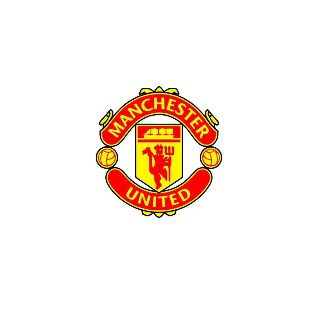 An advanced and beautiful logo design for Manchester United, featuring the iconic colors of red and yellow