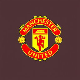 An advanced and beautiful logo design for Manchester United, featuring the iconic colors of red and yellow