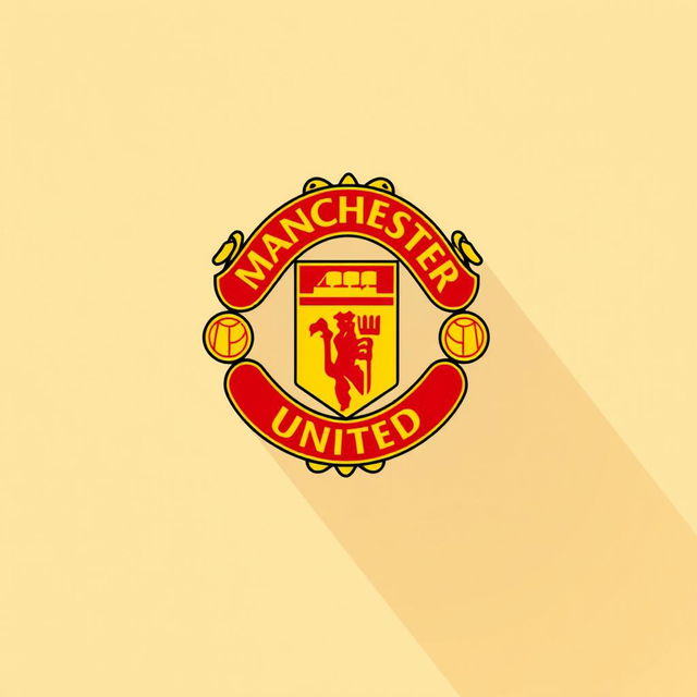 A visually stunning logo design inspired by Manchester United, featuring the iconic red and yellow color scheme, a stylized version of the team's crest incorporating elements like a fierce red devil and a classic football imagery