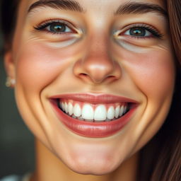 A close-up image of a person smiling, showcasing perfect, bright teeth without any overexposure or unusual effects
