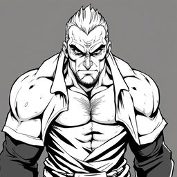 An anti-hero villain, depicted as a middle-aged man with battle scars and piercing eyes