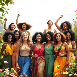 A group of diverse women on a transformative journey, showcasing their personal growth and beauty