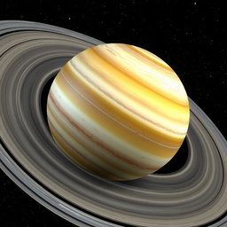 A highly detailed 3D model of Saturn showcasing its stunning rings and intricate cloud patterns