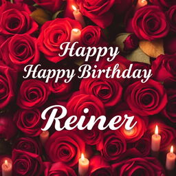 A beautiful birthday postcard featuring the text 'Happy Birthday Reinier' elegantly displayed in a stylish font