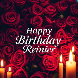 A beautiful birthday postcard featuring the text 'Happy Birthday Reinier' elegantly displayed in a stylish font