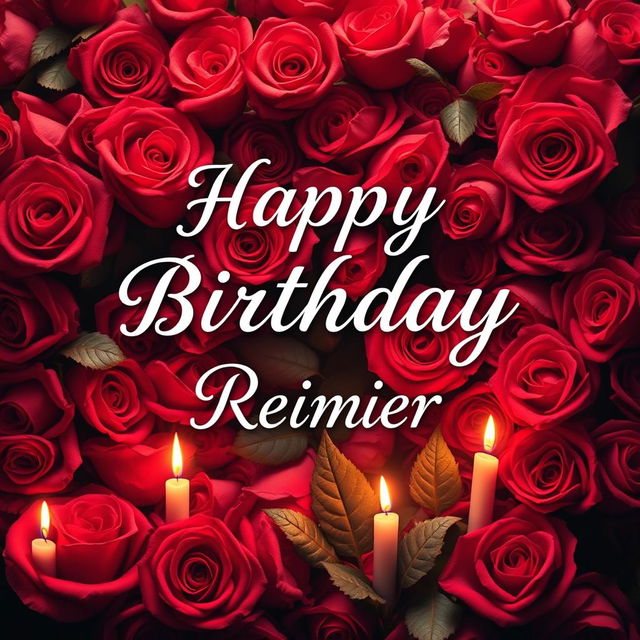 A beautiful birthday postcard featuring the text 'Happy Birthday Reinier' elegantly displayed in a stylish font
