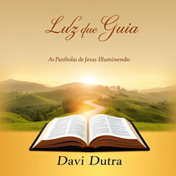 A serene and inspiring book cover for 'A Luz que Guia' with the subtitle 'As Parábolas de Jesus Iluminando Nosso Caminho'