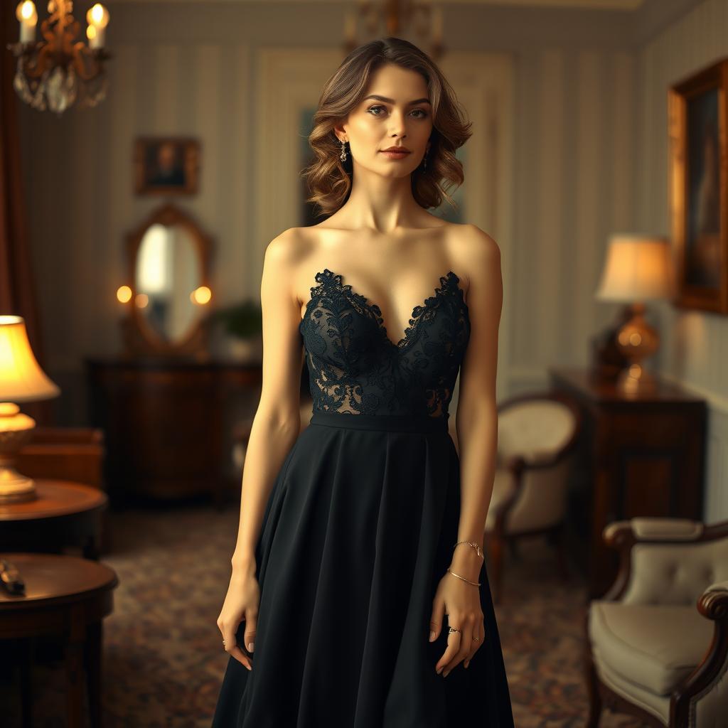 Unleash Glamour: Elegant Woman in a Stunning Black Dress