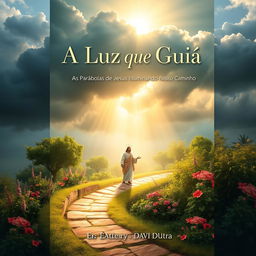 A captivating book cover design for 'A Luz Que Guia' with the subtitle 'As Parábolas de Jesus Iluminando Nosso Caminho'