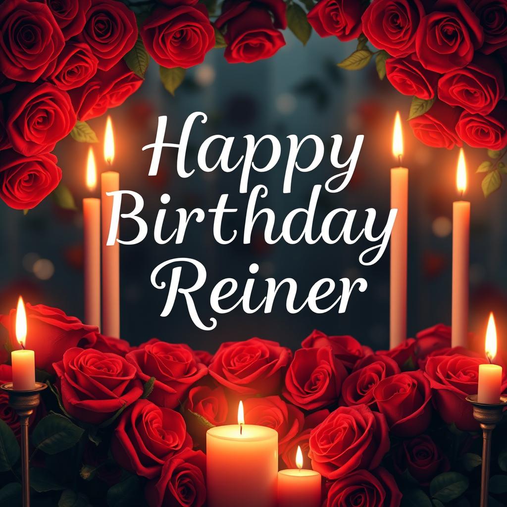 A beautiful postcard featuring the heartfelt message 'Happy Birthday Reinier' in an elegant, whimsical font
