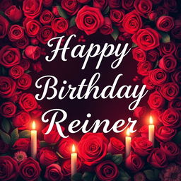 A beautiful postcard featuring the heartfelt message 'Happy Birthday Reinier' in an elegant, whimsical font