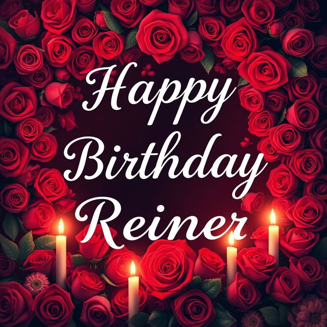 A beautiful postcard featuring the heartfelt message 'Happy Birthday Reinier' in an elegant, whimsical font
