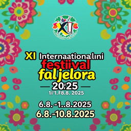 A vibrant and eye-catching poster for the "XI Internacionalni festival folklora prijateljstva Tarčin 2025"