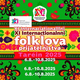 A vibrant and eye-catching poster for the "XI Internacionalni festival folklora prijateljstva Tarčin 2025"