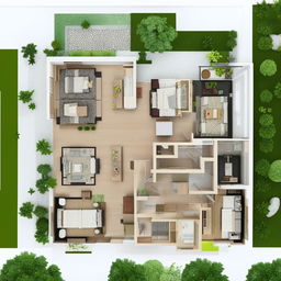 Generate a 1000 square feet home complete with detailed floor plan