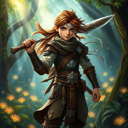 A vibrant depiction of a young warrior, showcasing a unique blend of traditional and futuristic attire
