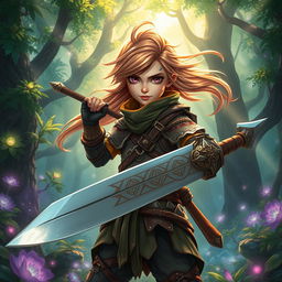 A vibrant depiction of a young warrior, showcasing a unique blend of traditional and futuristic attire
