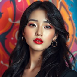 A stunning portrait of Kim Chaewon from the K-pop group LE SSERAFIM