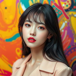 A stunning portrait of Kim Chaewon from the K-pop group LE SSERAFIM