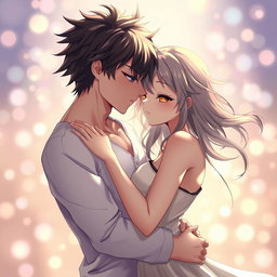 A sensual illustration of an anime couple entwined in an intimate embrace, their bodies artistically posed to highlight chemistry and romance