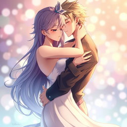 A sensual illustration of an anime couple entwined in an intimate embrace, their bodies artistically posed to highlight chemistry and romance