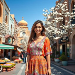 A beautiful woman standing in the picturesque city of Afous, located in Isfahan province, Iran