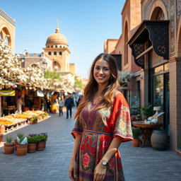 A beautiful woman standing in the picturesque city of Afous, located in Isfahan province, Iran