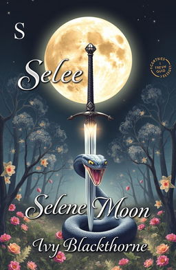 A captivating book cover design titled 'Selene Moon' with the subtitle 'The Serpent's Wrath'