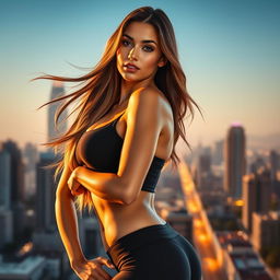 A stunning woman with an athletic and toned figure, showcasing a confident posture