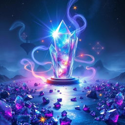 A mesmerizing scene featuring a magical crystal teleportation portal