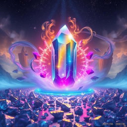 A mesmerizing scene featuring a magical crystal teleportation portal