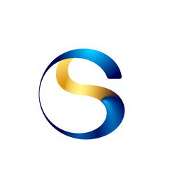 A sleek and modern logo design featuring a stylized letter 'S' intertwined with a circle, with a color palette of deep blue and gold