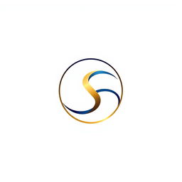 A sleek and modern logo design featuring a stylized letter 'S' intertwined with a circle, with a color palette of deep blue and gold