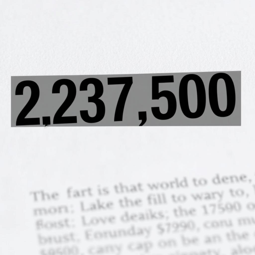 Edit the number in a document from 2,237,500 to 2,337,500 seamlessly, maintaining the original font style, size, and color, ensuring that it blends naturally with the surrounding text, without any visible signs of alteration