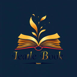 A beautifully designed logo for a book, featuring an open book icon with fluttering pages, set against a warm, inviting color palette of gold and deep blue