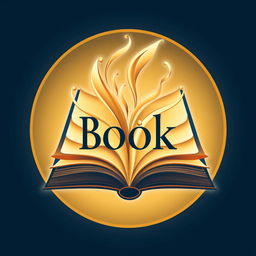 A beautifully designed logo for a book, featuring an open book icon with fluttering pages, set against a warm, inviting color palette of gold and deep blue