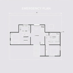 A house emergency plan designed like an architect's blueprint