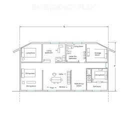 A house emergency plan designed like an architect's blueprint
